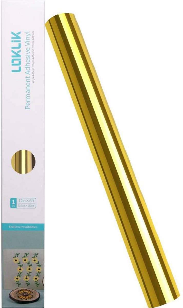 Loklik permanent adhesive vinyl mirror metallic - gold - 30.5 x 180 cm