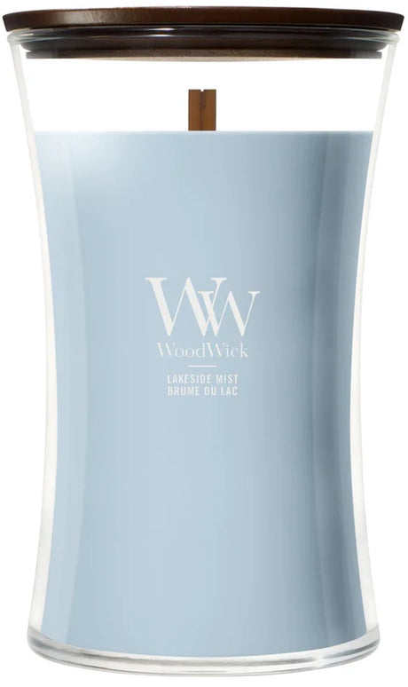 Woodwick hourglass - lakeside mist - large geurkaars - 130 branduren