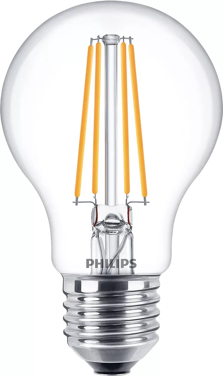 Philips led lamp transparant - 60 w - e27 - koelwit licht - 2 stuks