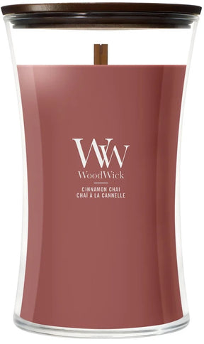 Woodwick hourglass large geurkaars - cinnamon chai - 130 branduren