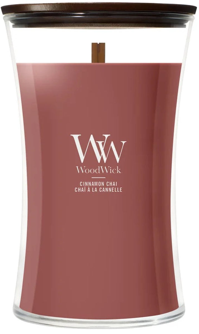 Woodwick hourglass large geurkaars - cinnamon chai - 130 branduren