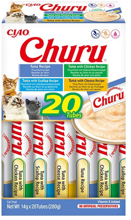 Inaba ciao churu creamy puree liquid kattensnack tonijn variëteiten 20x14g