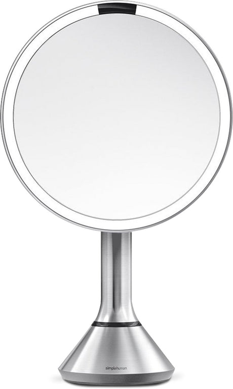 Simplehuman sensor spiegel – 5x vergroting – handmatige helderheidsregeling – dubbele lichtstand – rvs – zilver