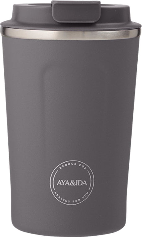 Aya ida aya ida - cup2go - thermosbeker - koffiebeker - coffee to go - reisbeker - meenemen - 380ml - dark grey