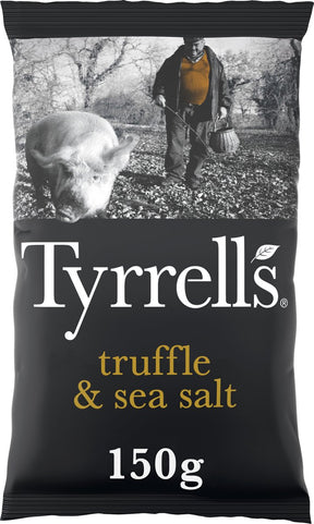 Tyrrells black truffle sea salt - chips - 8x150 gram