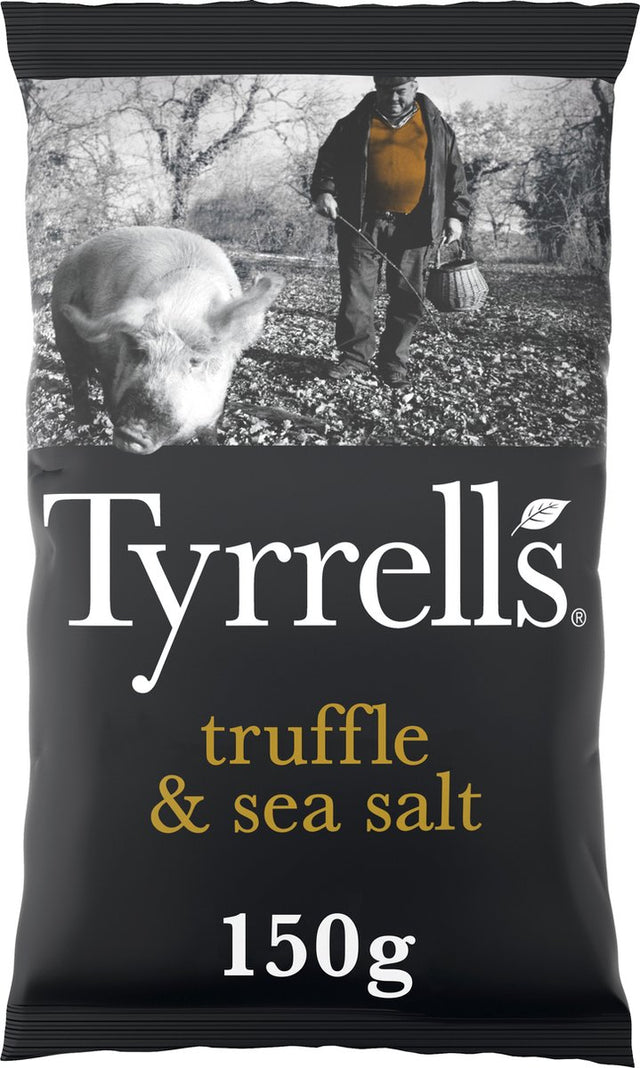 Tyrrells black truffle sea salt - chips - 8x150 gram