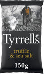 Tyrrells black truffle sea salt - chips - 8x150 gram