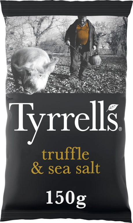 Tyrrells black truffle sea salt - chips - 8x150 gram