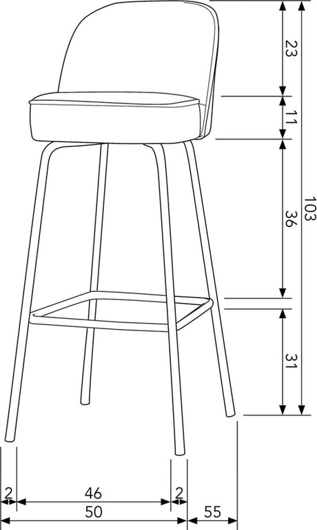 Woood vogue barstoel 80 cm - recycle leer - cognac - 103x50x55