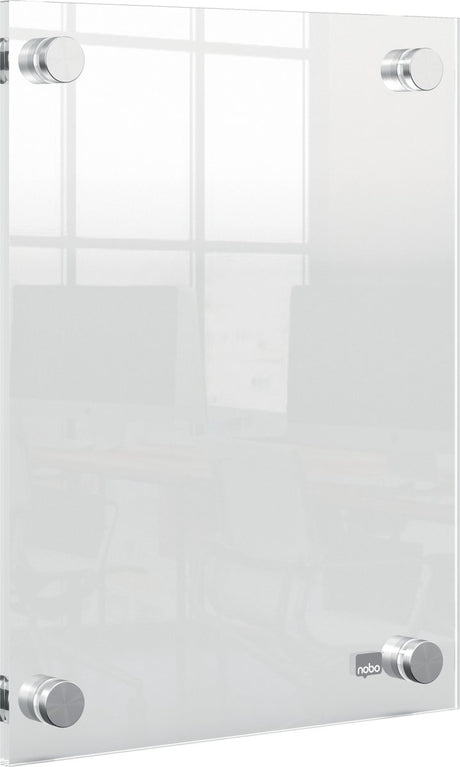 Nobo premium plus wandgemonteerde a5 poster frame voor documenten, posters - met hoekmontage - transparant acryl