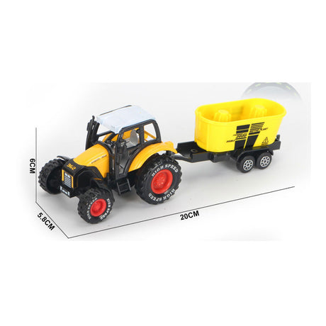 Die-cast trekker met aanhanger en pull-backfunctie