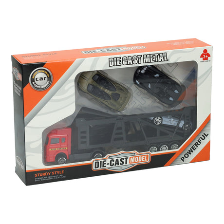 Die-cast transporter met 4 auto's