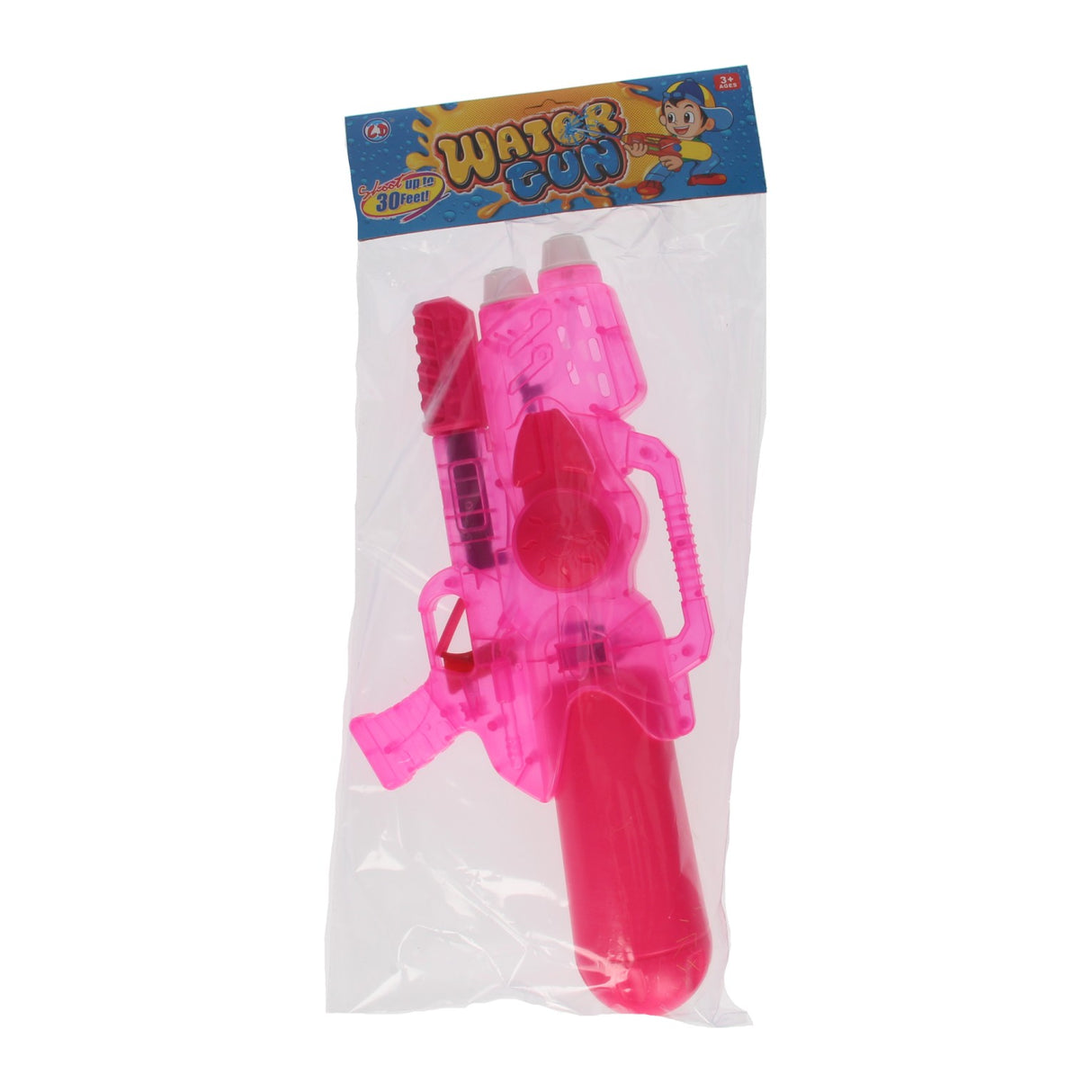 Pistolet à eau rose transparent, 47 cm