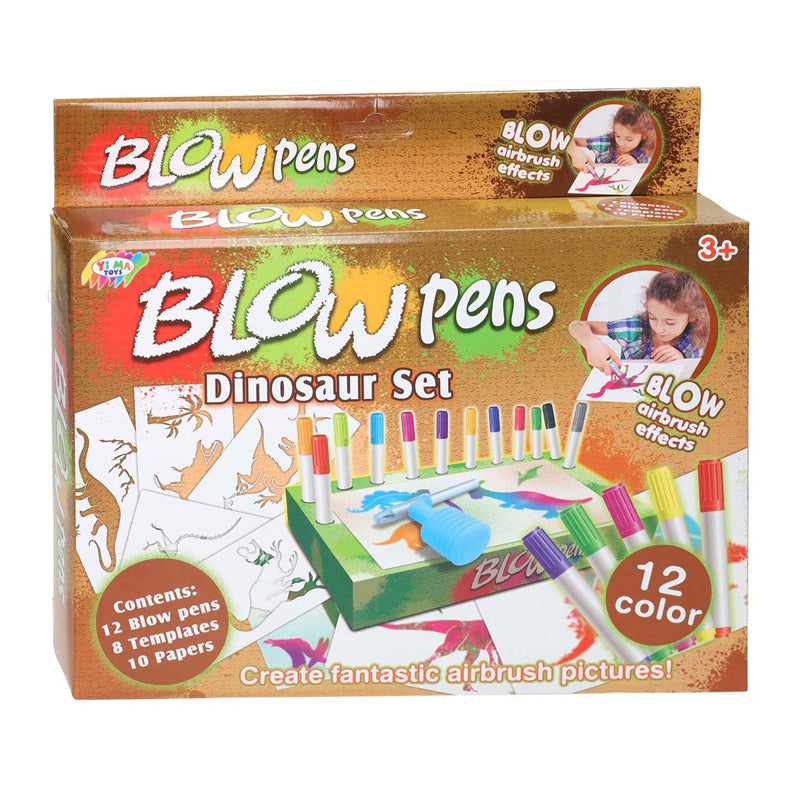 Blaaspennenset met pompje dinosaurus