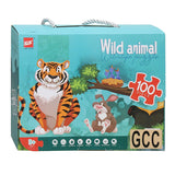 Vloerpuzzel wilde dieren groen, 100st.