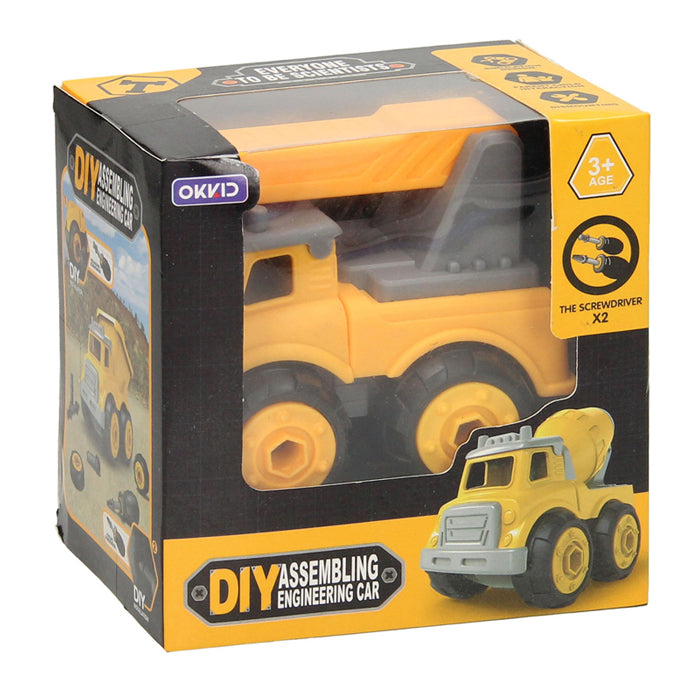 Construction car with screwable wheels - Yellow