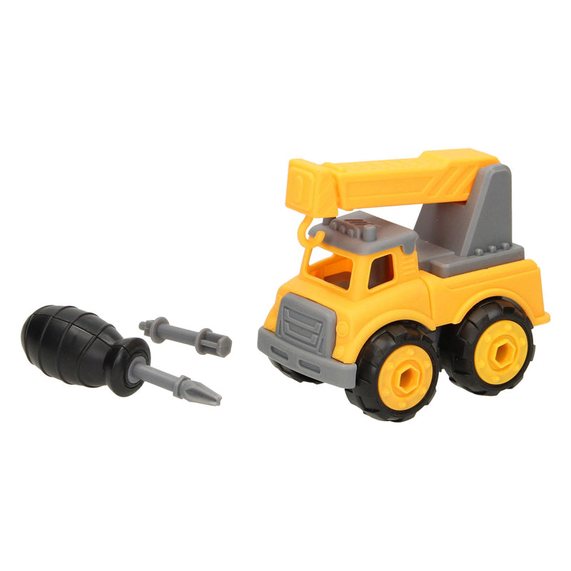 Construction car with screwable wheels - Yellow