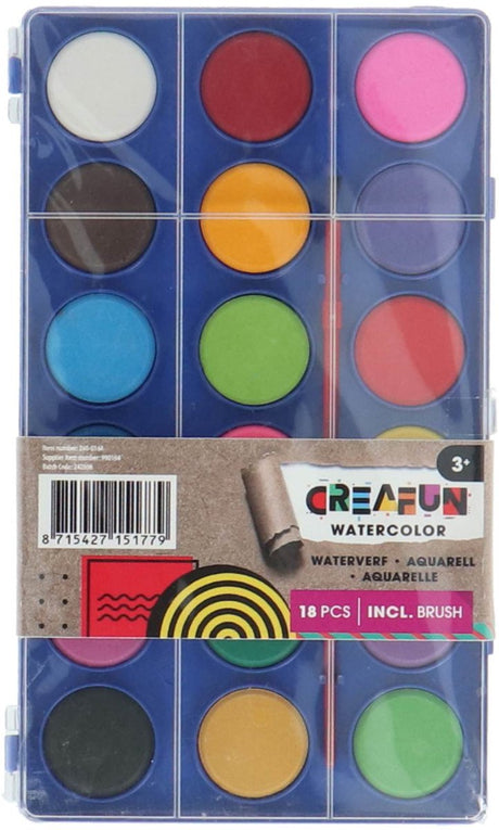 Creafun - waterverf tablet - 18 kleuren en kwast