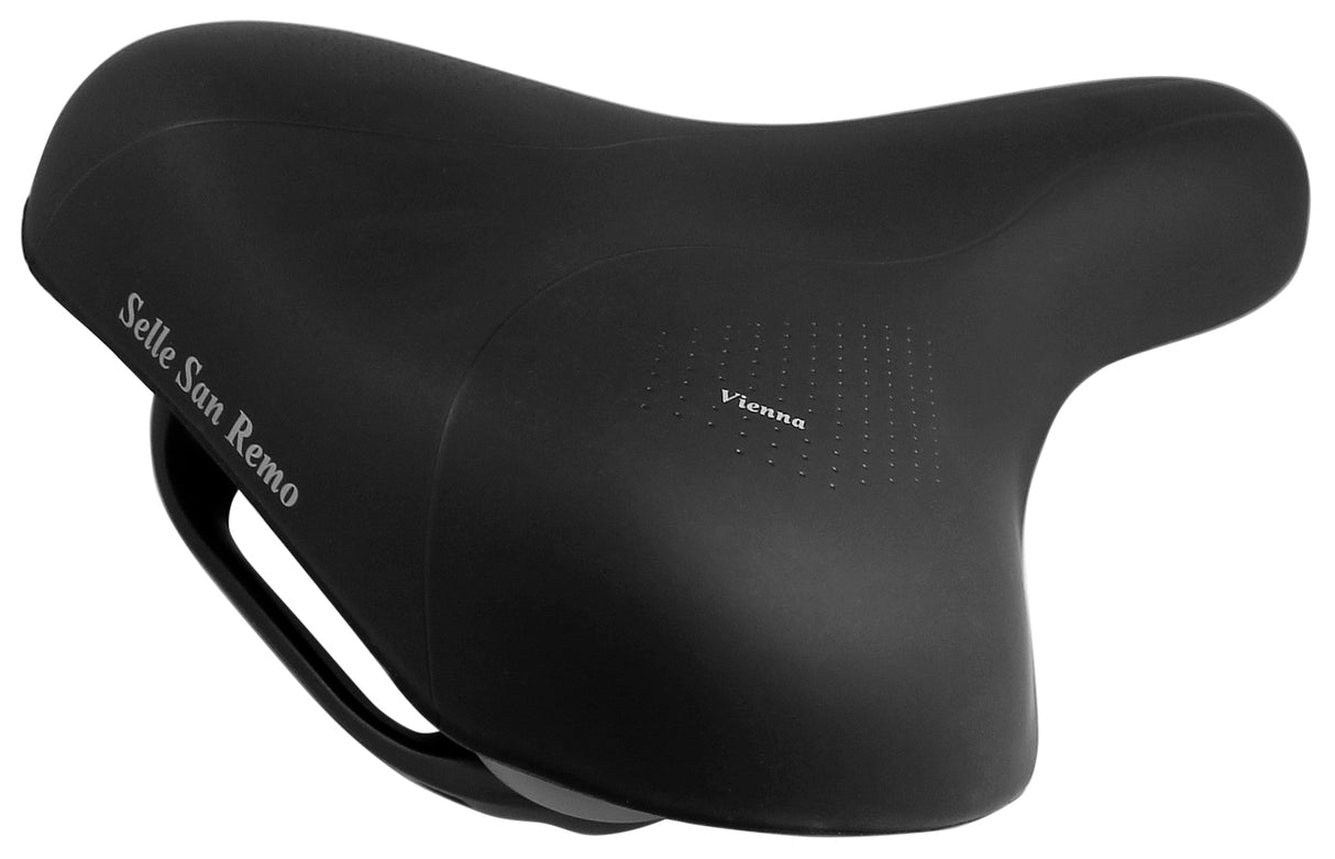 SELLE SAN REMO Bicicleta Saddle Viena con mango - Negro (Embalaje del lugar de trabajo)