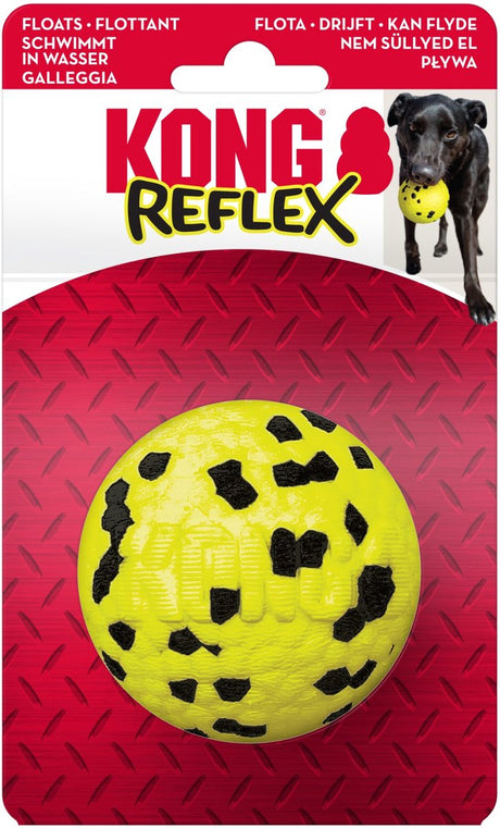Kong reflex ball - hondenspeelgoed - zwart geel large l