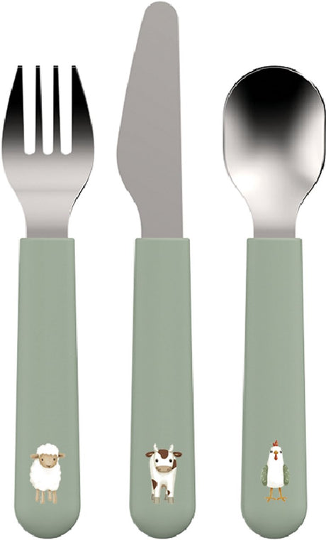 Mepal mio kinderbestek little dutch - 3-delig. vork. mes en lepel - roestvrij staal - kinderservies - little farm