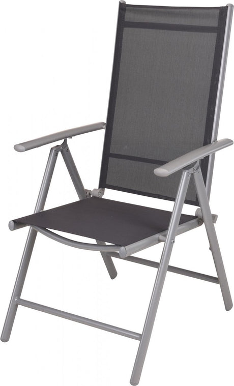 Pro garden progarden vouwstoel 55 x 85 cm staal polyester zilver donkergrijs
