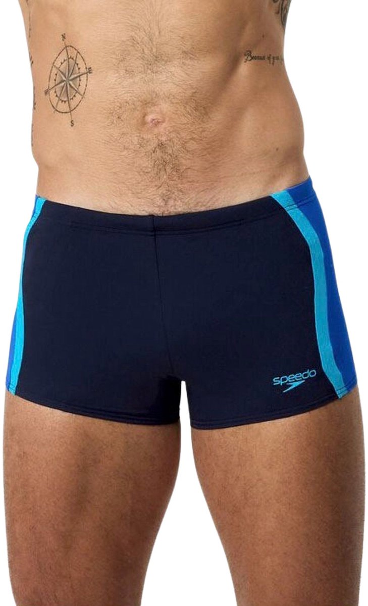 Speedo solid splice aquashort heren - strakke zwemshort heren - chloorbestendige zwemboxer heren - sportzwembroek heren met trekkoord - marine blauw - l