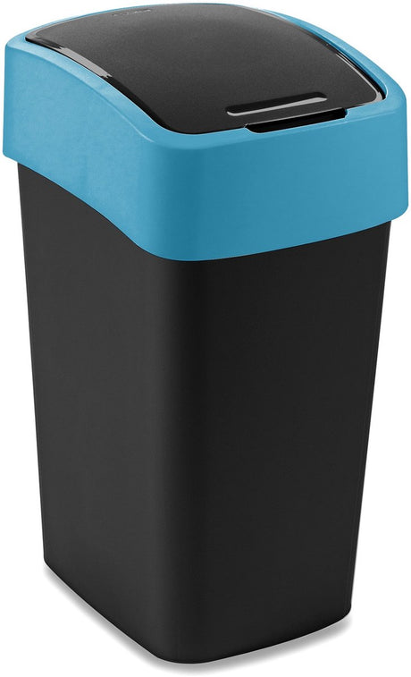 Curver flip bin - prullenbak - 25l - dubbelopenend - zwart bijzonder blauw
