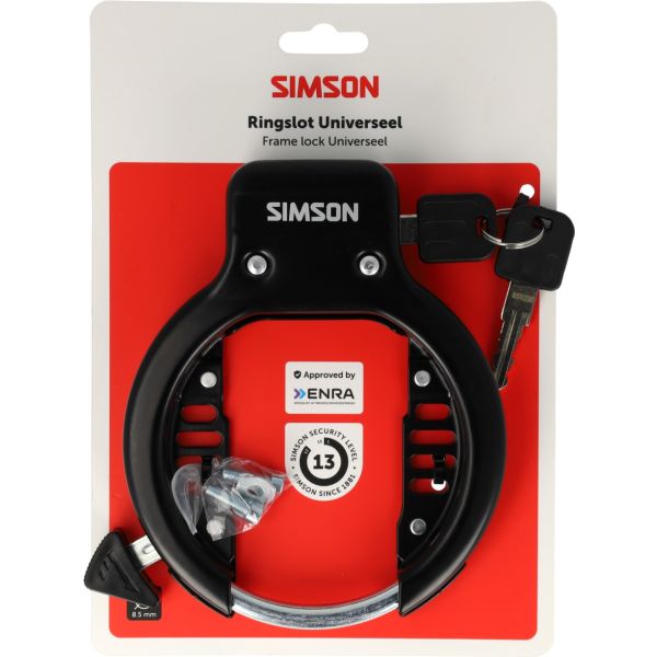Simson universeel ringslot - brede opening - inclusief 2 sleutels - geschikt voor brede spatborden