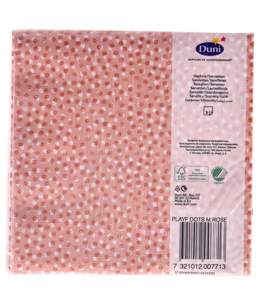 Duni duni servetten playful dots mellow rose 33x33 cm