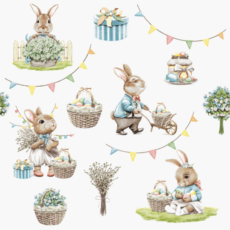Duni 3-laags tissue servetten bunny joy 33x33cm
