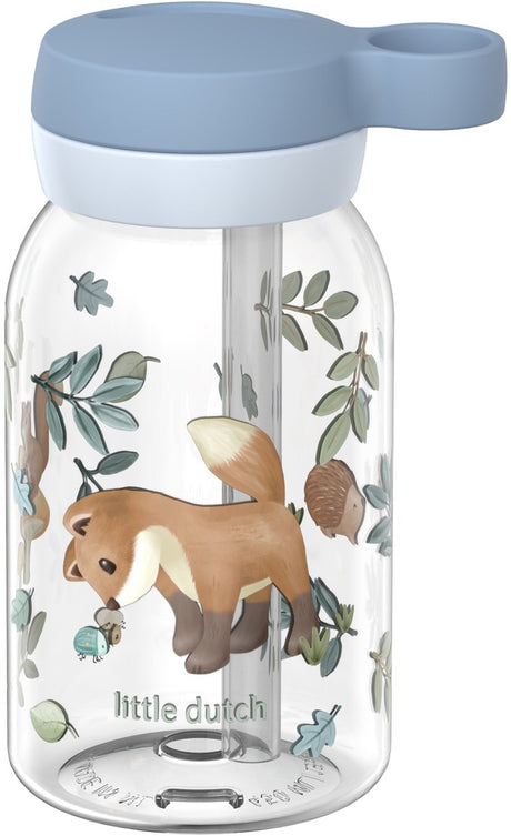 Mepal drinkfles met rietje campus - 450 ml - waterfles kinderen - lekdicht - hygiënische draaideksel - forest friends