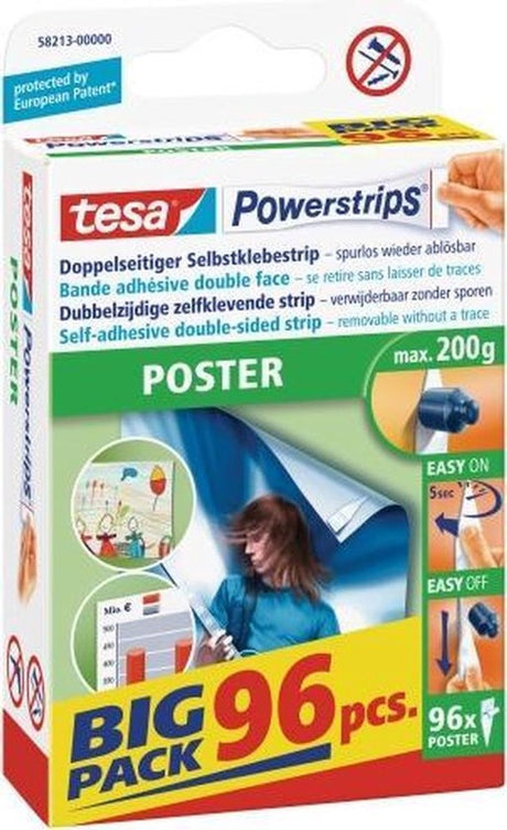 Tesa powerstrips® poster dubbelzijdig plakband wit inhoud: 96 stuk(s)