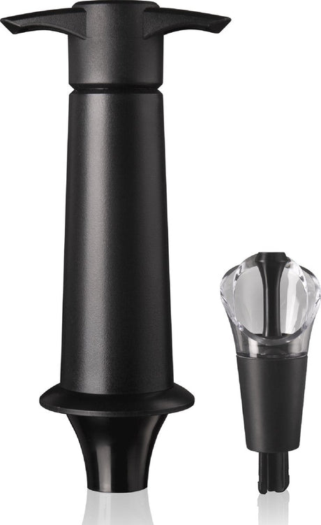 Vacuvin vacu vin wine saver server – vacuümpomp met schenktuit en wijnstopper – wijn bewaren en druppelvrij schenken – zwart