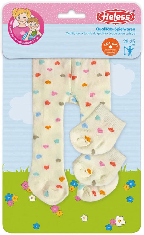 Heless poppen maillot met sokjes hartjesconfetti, 28-35 cm