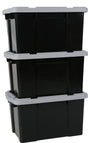 Iris powerbox opbergbox - 50l - kunststof - zwart grijs - set van 3