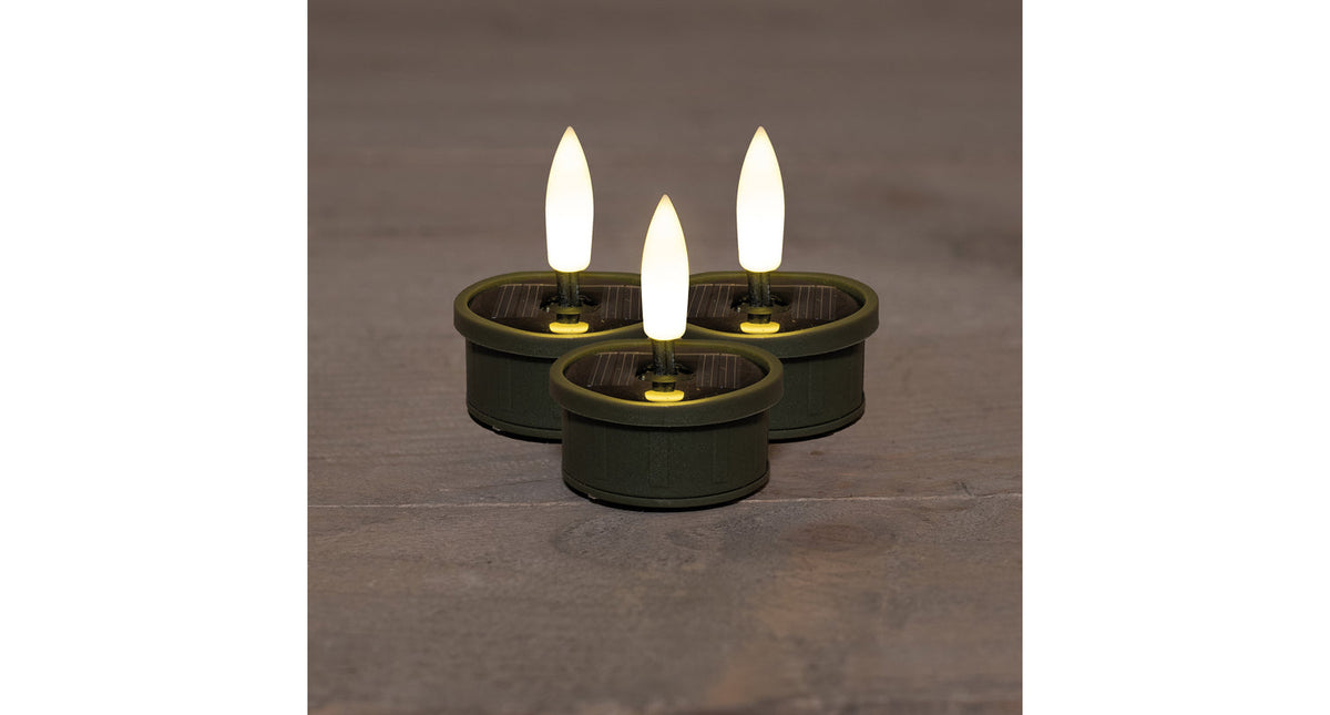 Theelicht solar 3d lont set van 3 olijf blister
