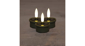 Theelicht solar 3d lont set van 3 olijf blister