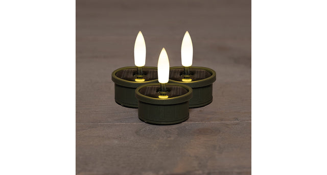 Theelicht solar 3d lont set van 3 olijf blister