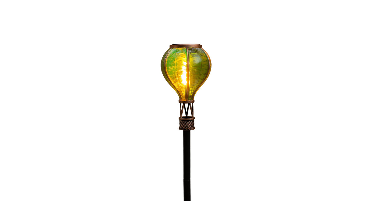 Luchtballon solar op steker 12led met vlameffect 11x57cm groen