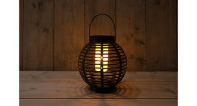 Solar lantaarn zwart d21x23cm vlam-effect