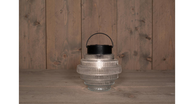 Solar glazen retro lamp helder 16x16cm