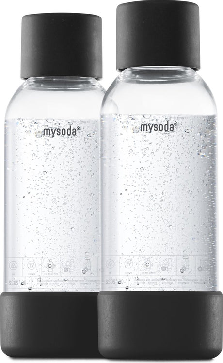 Mysoda - set van 2 herbruikbare flessen van 0.5 liter - black - geschikt voor apparaten