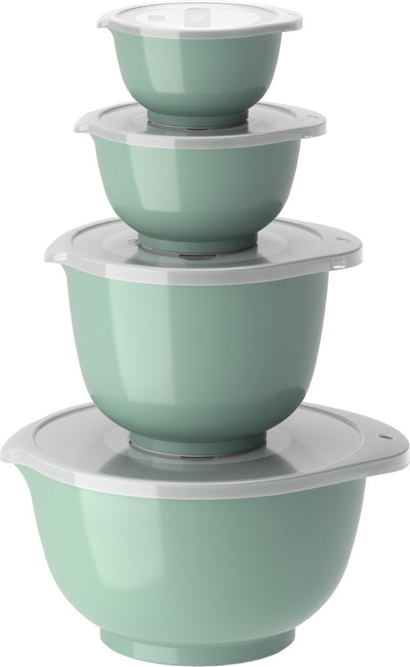 Rosti margrethe beslagkom set - 8 delig - 0,25, 0,5, 1,5 en 3 l - nordic green (groen) - mengkom met deksel voor bakken en koken - magnetron-, vriezer- en vaatwasmachinebestendig