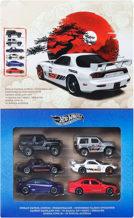 Hot wheels silver series - set van 6 japanse voertuigen