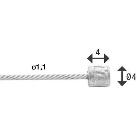 Elvedes cable systems bv schakel binnenkabel elvedes 2250 mm 7 x 7 draads rvs ø1,1 mm met n-nippel ø4,5 × 4,5 (doos à 50 stuks) - zilver