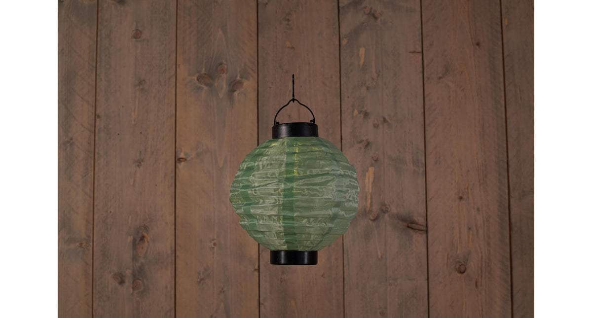 Solar lampion groen 20cm led warm wit