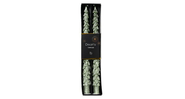 Set 2 dinnerkaars wax ''boom'' wit mint d2,2 h25cm