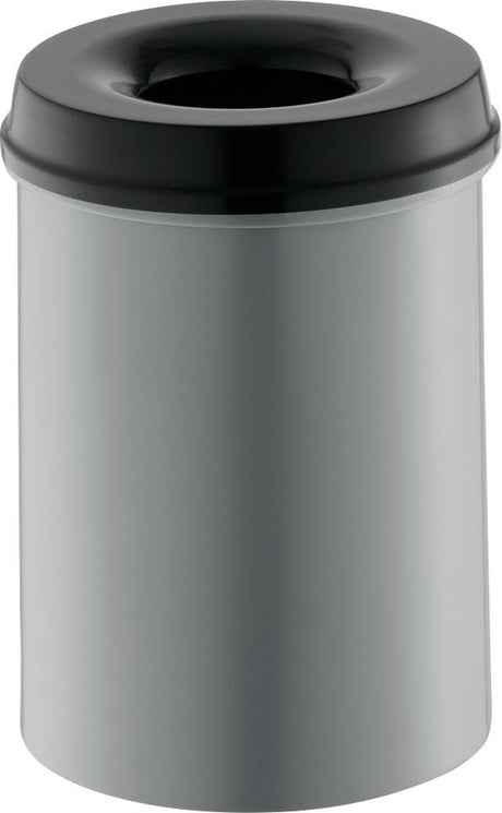 V-part vlamdovende prullenbak papierbak - 15l - aluminium zwart