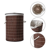 Homestyle pro ronde opvouwbare bamboe wasmand 35x50 cm bruin wit